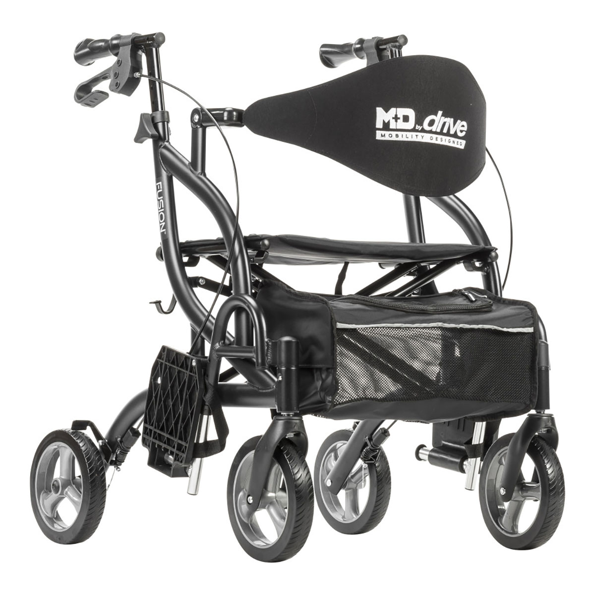 Rollator/silla de transporte MD by Drive Fusion 2 en 1, Onyx