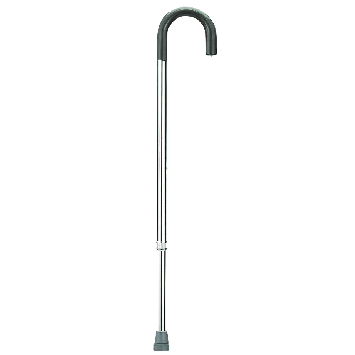 Bastón de aluminio ajustable con mango curvo, 29 - 38", plateado, 1 pieza