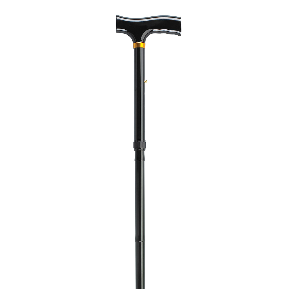 Bastón plegable de aluminio, 33 - 37", negro, 1 pieza