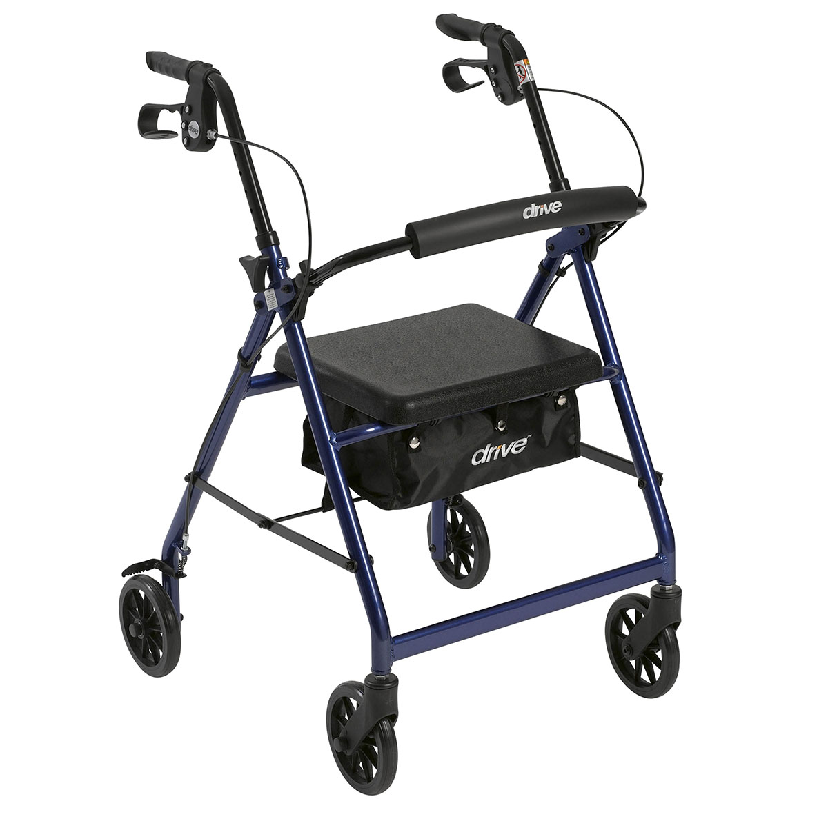 Rollator de 4 ruedas con freno de lazo, azul, 1 pieza