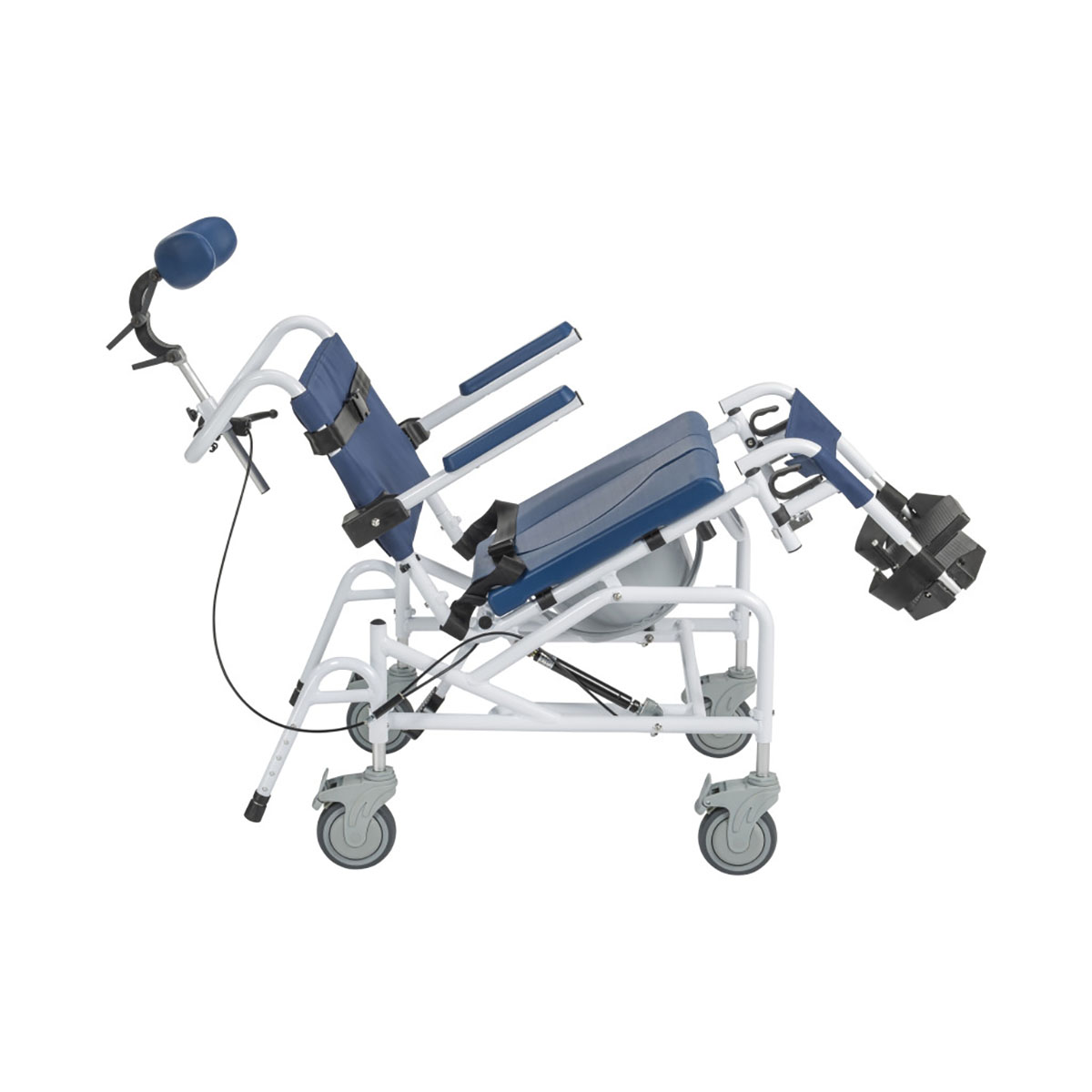 Silla de ducha/inodoro reclinable de aluminio para rehabilitación