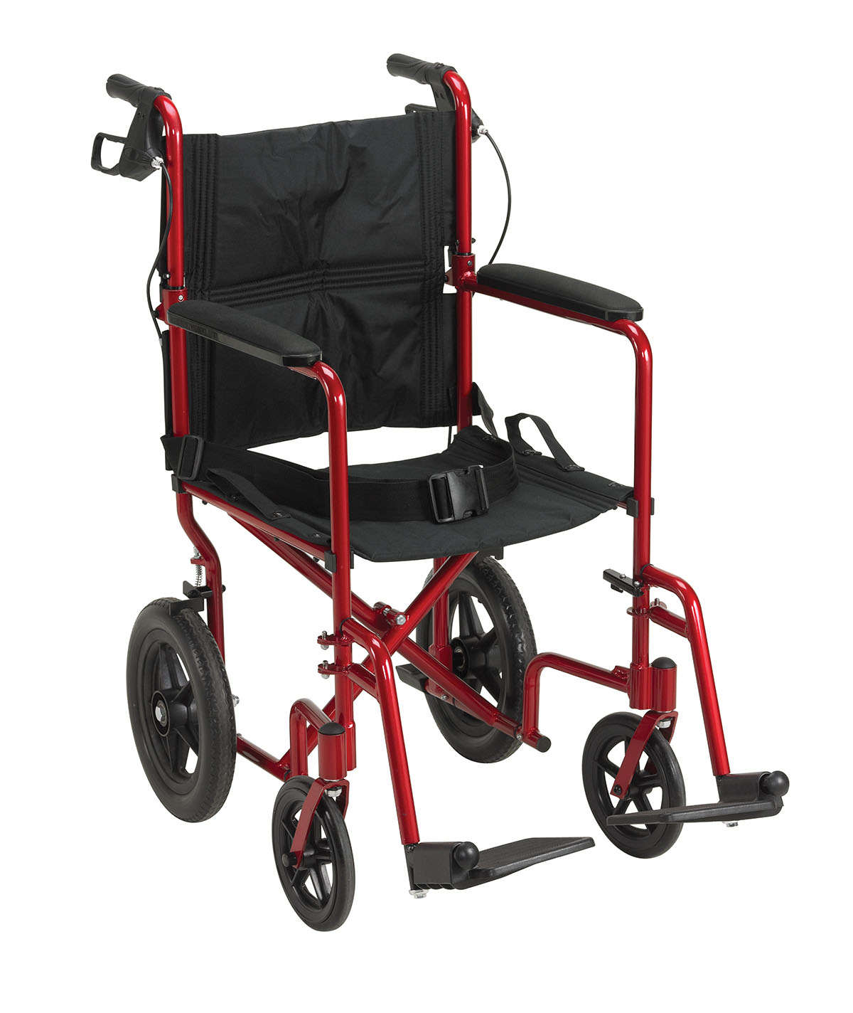 Drive, silla de transporte ligera Expedition con frenos de mano, roja