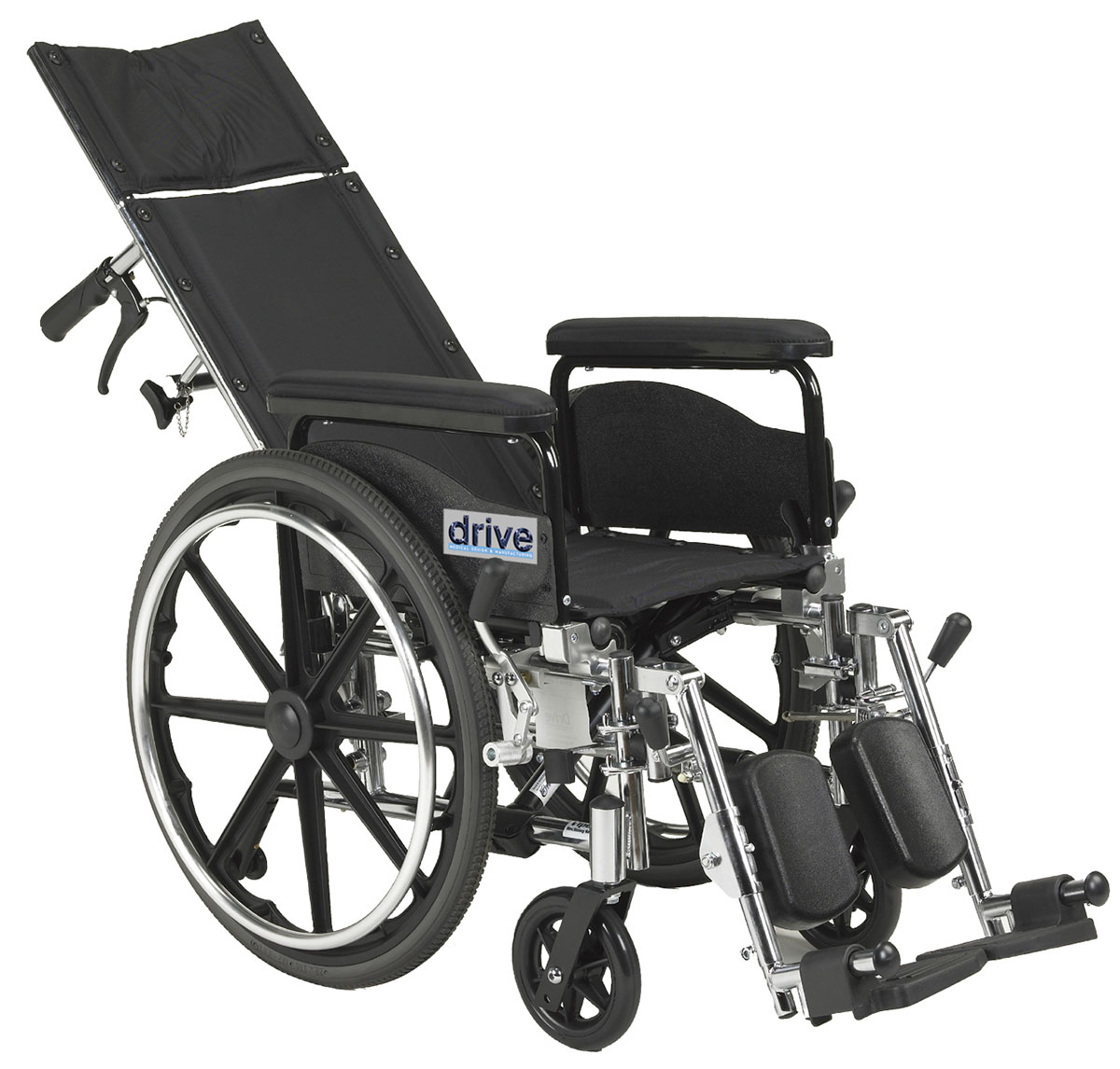 Drive, silla de ruedas reclinable completa Viper Plus GT, brazos completos desmontables, asiento de 18"