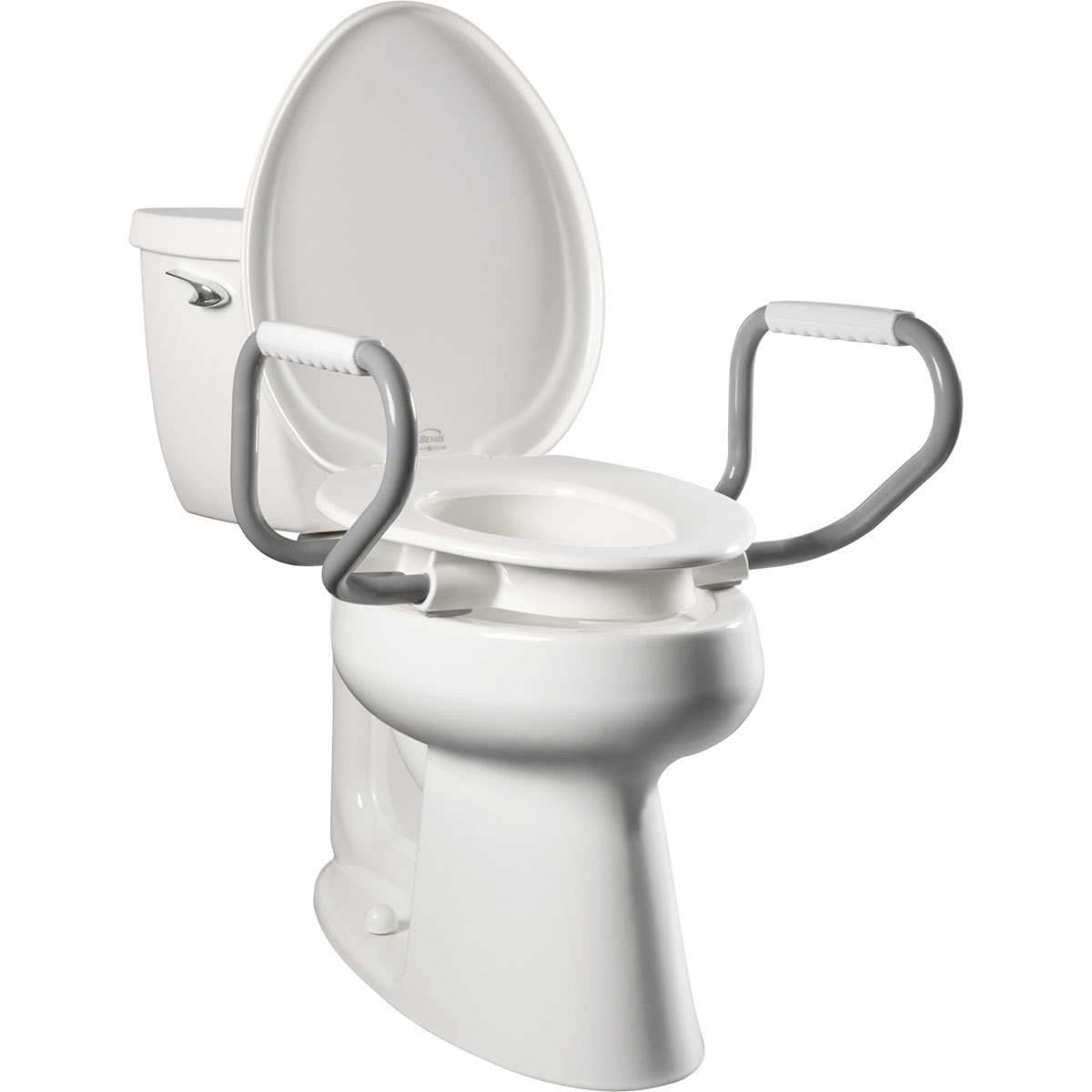 Asiento de inodoro alargado Bemis Assurance con brazos