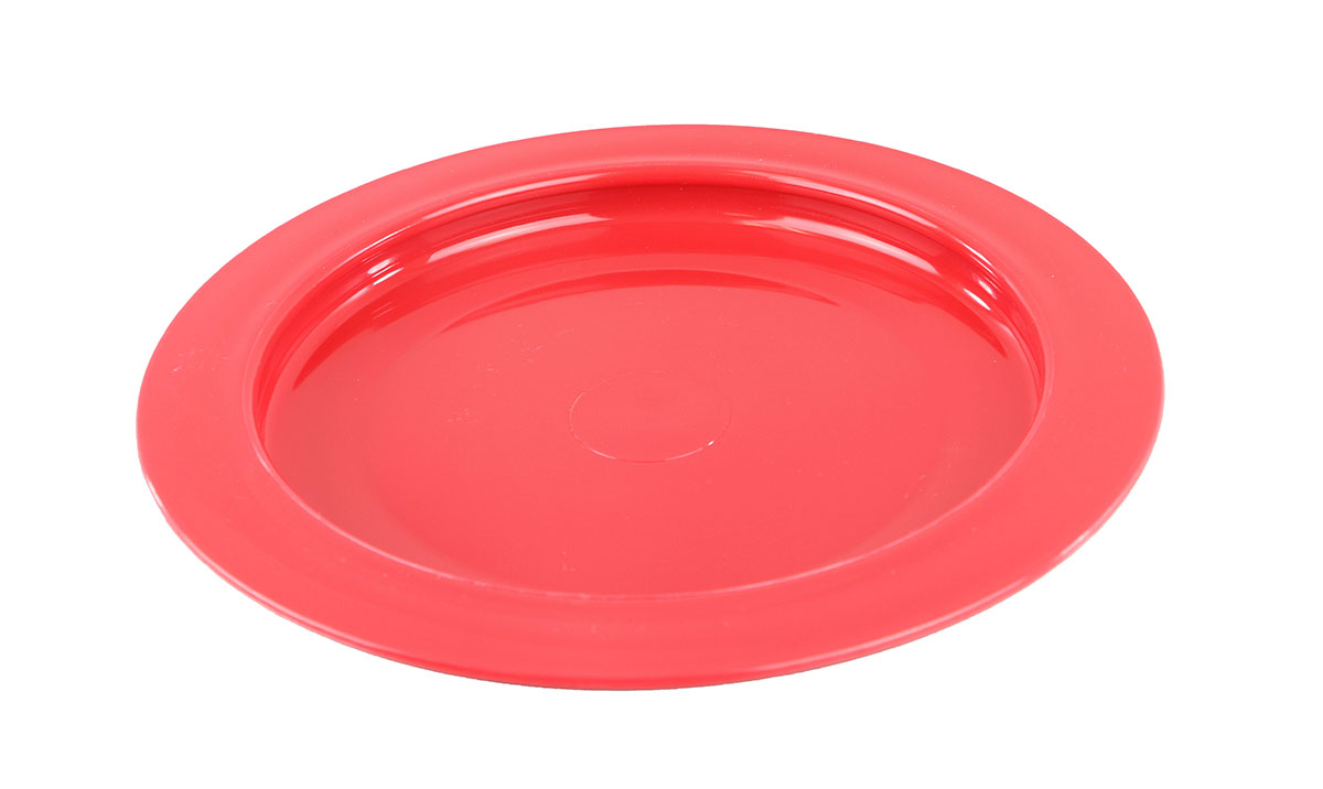 Plato con borde interior, plástico, rojo, 9"