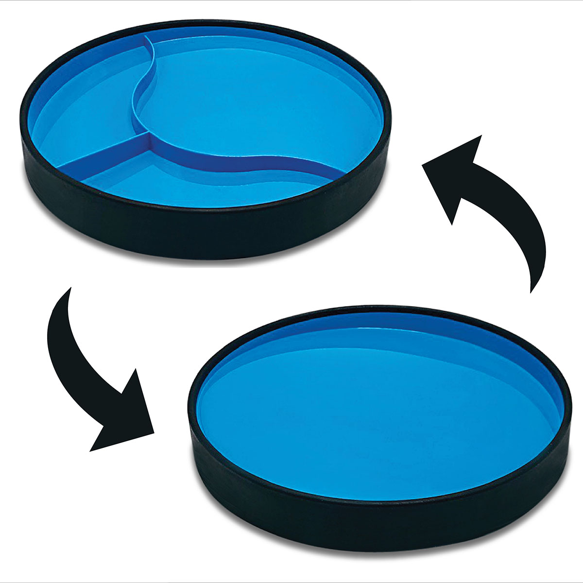 Plato STAYnEAT, dividido con succión, plato inclinado para recoger, pequeño, azul, 1 pieza